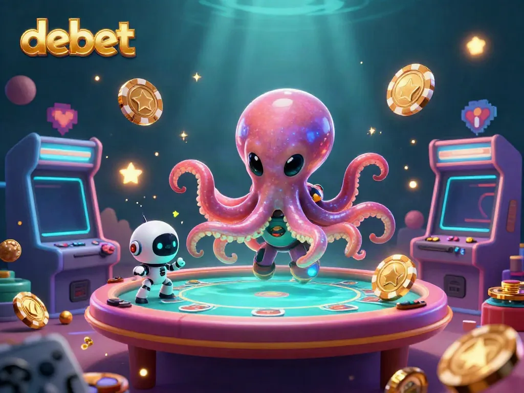 Experience thrilling gameplay at debet with a vibrant 3D casino scene featuring alien characters and interactive elements.