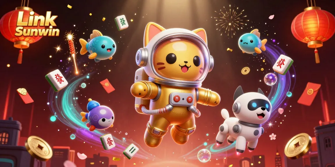 Spin to win with Link Sunwin in this vibrant 3D illustration showcasing thrilling casino elements.